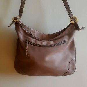 Soft leather Brio! Adjustable strap purse tan